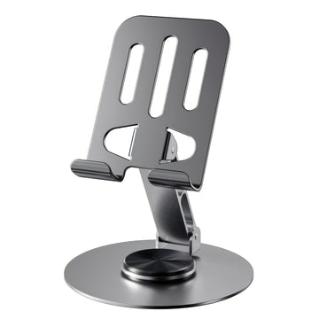 Soporte Giratorio de 360 Grados para Teléfono y Tableta de Metal, Compatibilidad, Base Antideslizante, Metal, Compatibilidad Universal