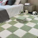 Conjunto de 24 alfombras geométricas de felpa, alfombra de suelo cuadrada de pelo bajo, poliéster lavable y EVA, hecha a máquina, alfombra de dormitorio interior para sala de estar, apta para mascotas, decoración temática navideña