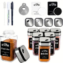 Juego de 24/12/6 frascos de especias cuadrados con soporte para taza de sacudir, frascos de especias de vidrio engrosado de 120 ml, cerrojo de acero inoxidable, silvery spice storage box