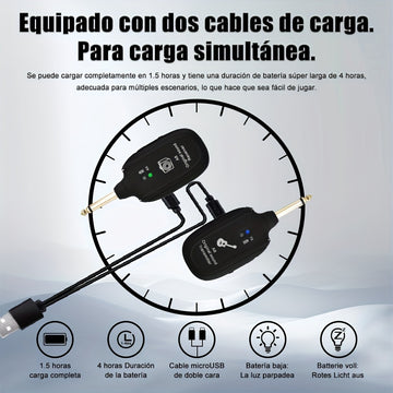 Sistema inalámbrico para guitarra/bajo: transmisor y receptor para guitarra eléctrica, pastillas acústicas e instrumentos de viento, y pastillas para bajo eléctrico | Transmisión de audio Hi-Fi para múltiples dispositivos