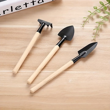 3 piezas Juego de herramientas de jardinería de metal mini - Pala y rastrillo para jardinería interior y exterior, suministros de plantación manual para plantas en macetas, flores y verduras - No se necesita electricidad