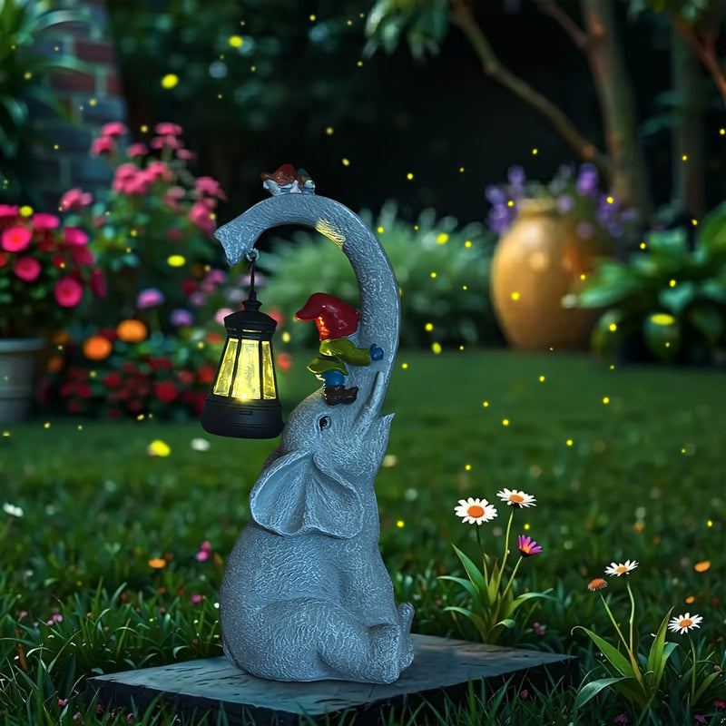 Estatuas de Elefante Serie IP65, Luces Solares para Exteriores, Decoracións de Patio y Balcón, Manualidades, Regalos Perfectos para Halloween, Pascua y Acción de Gracias