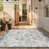 Alfombrilla de exteriores con diseño floral azul ZULIDA - Lavar en máquina, alfombrilla rectangular de poliéster para patio, sala de estar, dormitorio - Diseño duradero y elegante, alfombras para sala de estar