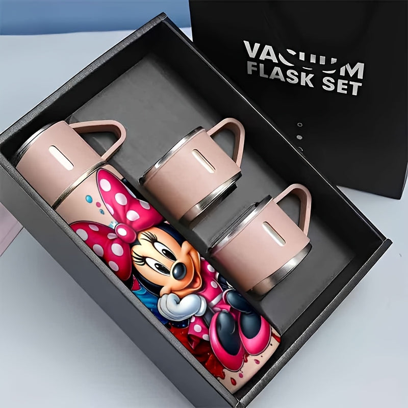 1 conjunto de 17oz Taza de acero inoxidable térmica de Minnie Mouse, Aislamiento al vacío, Reutilizable, Solo lavado a mano, Multiusos, con taza, para Adulto, Café, Bebida caliente, Bebida fría, Botella de agua LHB03211