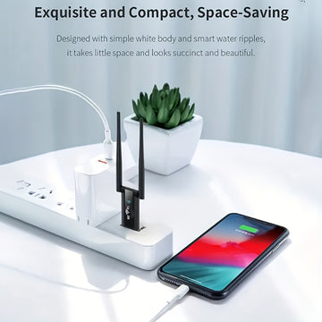 Amplificador de señal WiFi de doble banda de 2.4G con velocidad de 300Mbps, doble antena y control de APP - Configuración fácil, no requiere energía para la mejora de la señal WiFi en interiores, oficina en casa pequeña, diseño moderno, material duradero