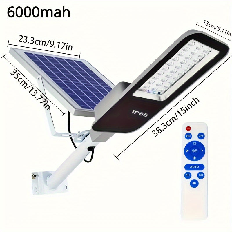 Lámpara solar para exteriores potente con batería de 6000/4000mAh, iluminación para jardín y patio, control remoto, ahorro de energía, panel solar, ideal para jardines florales