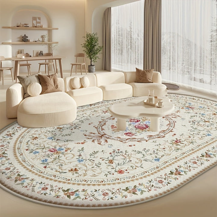 Alfombra moderna lavable de estilo europeo retro con diseño floral fresco, 850 g/m², terciopelo suave, antideslizante y duradera, para sala de estar, dormitorio o entrada, que muestra tu estatus noble. Material de alta gama y artesanía exquisita para un