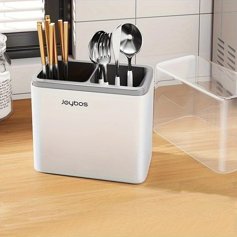 1 contenedor de plástico versátil para utensilios de cocina, con bandeja de goteo desmontable, ideal para guardar cubiertos, cucharas, tenedores y palillos en la encimera del hogar