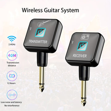 Sistema de guitarra inalámbrico 2.4GHz Transmisor y receptor de guitarra inalámbrico 4 canales de señal, adecuado para instrumentos electrónicos de guitarra y bajo