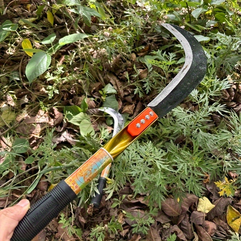 1pc Hoz de Acero Inoxidable Duradera - Mango Largo y Diseño Ergonómico, Herramienta Multifuncional para Cosecha, Corte de Hierba, Deshierbe y Jardinería | Hoja de Acero al Carbono con Construcción Robusta