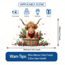 Banner de puerta 2D, 1 unidad, decoración navideña con elementos navideños, cabeza de vaca en cesta, poliéster, ideal para regreso a clases, fiestas hawaianas, Halloween, fondo decorativo para habitaciones y jardines al aire libre, perfecto para Navidad