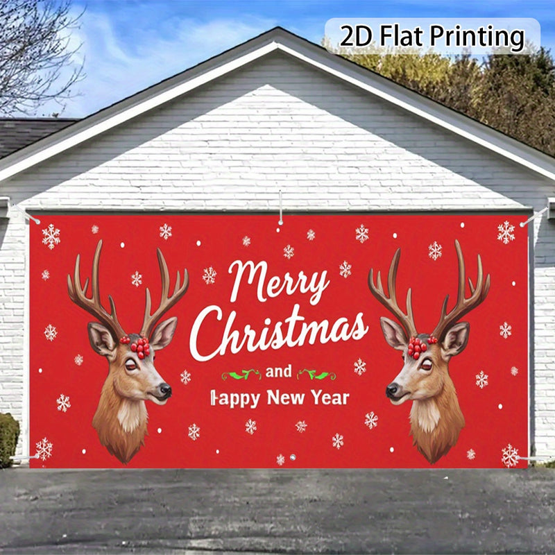 2D Banner de Puerta, 1 Pieza, Banner de Puerta de Renos de Alce Navideño Festivo - Poliéster Duradero, No Necesita Electricidad, Perfecto para Decoraciones de Vacaciones y Temporales, Ideal para Regreso a la Escuela, Hawaiano, Fiestas de Halloween y Deco