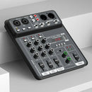 Consola de Mezcla BOMGE Profesional 4 Canales con Interfaz USB, Compatible con MP3 y Entrada de Computadora, Ideal para Estudio, Streaming en Vivo, Grabación y Podcasting