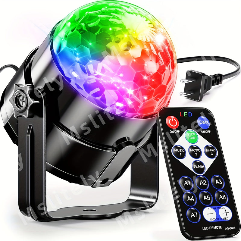 Luces de DJ de bola de discoteca, luces de fiesta activadas por sonido RGB Lámpara estroboscópica giratoria de escenario con control remoto inalámbrico para graduación, cumpleaños de niños, boda, zumba, decoraciones de verano, bar