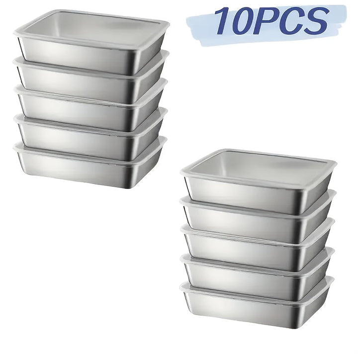 Juego de 10 recipientes de acero inoxidable para almacenar alimentos, apilables, con tapas herméticas, ideales para refrigerador y congelador, perfectos para preparar comidas y organizar la cocina, temporada de graduación, regreso a clases y verano
