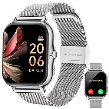 Smartwatch con Correa de Malla de Acero Inoxidable, Modos Deportivos Múltiples, Compatible con Sistemas iPhone y Android, La Mejor Elección para Regalo