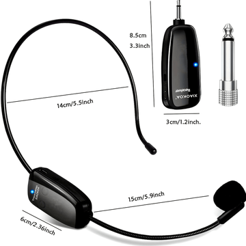 Auriculares con Micrófono Inalámbrico Recargable - Micrófono de Mano 2-en-1 con Receptor UHF para Sistemas de PA, Ideal para Discursos Públicos y Enseñanza, Carga USB Tipo-C