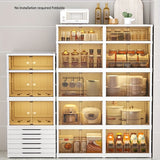 Estantería para Platos y Boles, Armario Plegable Antipolvo, Organizador de Cocina Sin Necesidad de Instalación, Múltiples Niveles de Plástico para Microondas