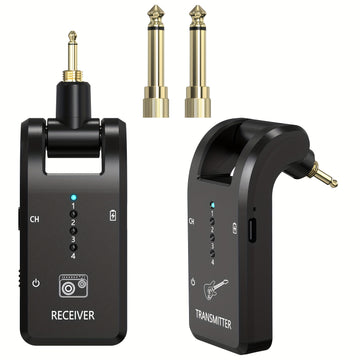 Sistema sin varillas para Guitarra de 8 Canales, Interfaz 3.5mm/6.35mm Compatible con Guitarras y Bajos Electrónicos - Transmisor y Receptor
