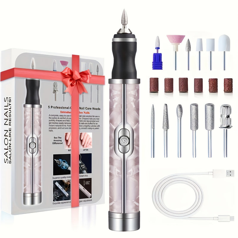 Drill de uñas acrílicas profesional, kit de lima de uñas eléctricas USB para uñas de gel y uso en salón de casa, máquina de lima y forma de uñas
