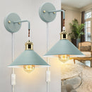 2 piezas de apliques de pared modernos con cable enchufable de encendido/apagado - Lámpara E26 Edison, acabado metálico esmerilado para decoración de dormitorio y baño (bombilla no incluida), luces de tocador, cuerpo pintado