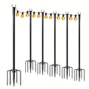 6/4/2 piezas de 3,05 metros de postes de luz de jardín de metal negro con múltiples ganchos - Fijo de luz colgante para exteriores para patio, decoración de Navidad y bodas, no necesita electricidad, luces de cuerda para decoraciones al aire libre, ilumi