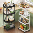 Carro de almacenamiento rodante de 3/4/5 niveles con ruedas - Organizador de plástico resistente para ropa interior, calcetines y accesorios, carro de utilidad negro multiusos para dormitorio, cocina, camping | Diseño reforzado, ensamblaje fácil, no requ
