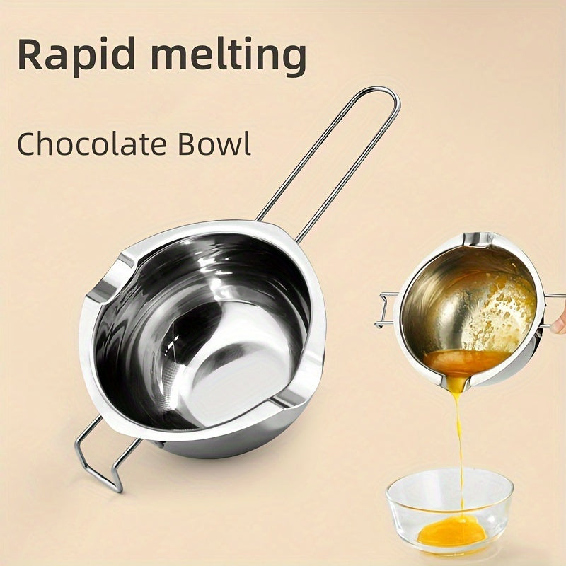 1 Olla De Acero Inoxidable Para Derretir Chocolate, Tazón Para Derretir Mantequilla Y Queso, Mango Resistente Al Calor De Doble Boquilla, Olla Doble De Acero Inoxidable Para Derretir Chocolate, Dulces Y Velas, Calentada Con Agua Y Horneada Con Olla De Ce