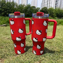 Sanrio 1pc, Térmico de Acero Inoxidable KT Cat Gran Capacidad - 40oz con Tapa y Pajita, Ideal para Bebidas de Verano e Invierno, Regalo Perfecto o Accesorio de Viaje