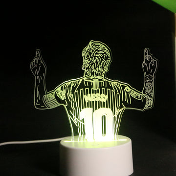 1pc Luz Nocturna LED 3D de Messi - Estrella del Fútbol Verde para Escritorio con Control Gráfico, Alimentada por USB, Interruptor Táctil, Diseño de Trofeo Mate, Perfecta para Aficionados y Entusiastas Deportivos