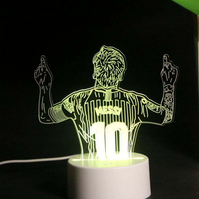 1pc Luz Nocturna LED 3D de Messi - Estrella del Fútbol Verde para Escritorio con Control Gráfico, Alimentada por USB, Interruptor Táctil, Diseño de Trofeo Mate, Perfecta para Aficionados y Entusiastas Deportivos