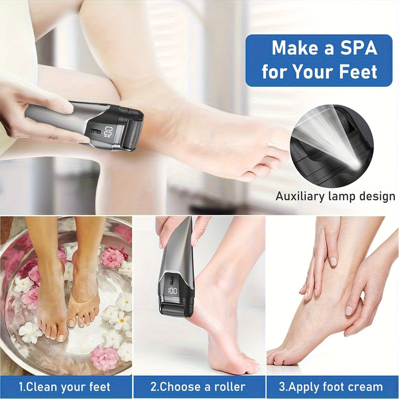 Amoladora Eléctrica de Pies y Pedicura - Dispositivo Robusto con Rodillo Seguro, Pantalla Digital Sin Deslumbramiento, Ideal para Hogar, Salón o Spa - Regalo Perfecto para Halloween, Navidad o Cumpleaños (/Blanco) - Carga USB-C, Batería de Litio, Herrami