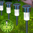 10/12 Paquete de luces solares para jardín al aire libre, luces LED de acero inoxidable para caminos, acento de cristal ABS, acabado pulido, foco solar de bajo consumo con batería de níquel de 40 mAh, montaje semi empotrado para patio, césped, pasarela,