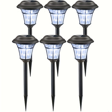 6 piezas de luces LED solares para jardín, luces de cristal para caminos para césped, luces de tierra para exteriores aptas para patios, jardines, villas, parques y luces de ambiente decorativas de Halloween.
