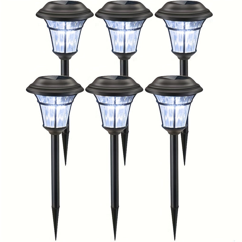 6 piezas de luces LED solares para jardín, luces de cristal para caminos para césped, luces de tierra para exteriores aptas para patios, jardines, villas, parques y luces de ambiente decorativas de Halloween.