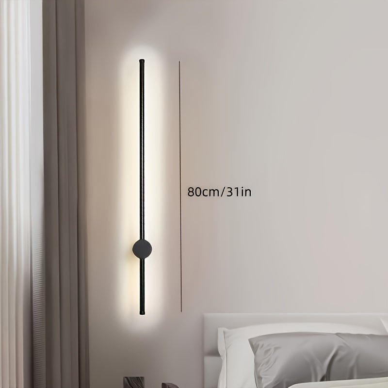 1pc Luz de Pared Lineal LED Giratoria Moderna, Regulable y Semienterrada, Pantalla Metálica, Incluye Herrajes de Instalación, Adecuada para Dormitorio, Balcón, Restaurantes, Escaleras, Hoteles, Centros Comerciales, Bares - No Requiere Batería