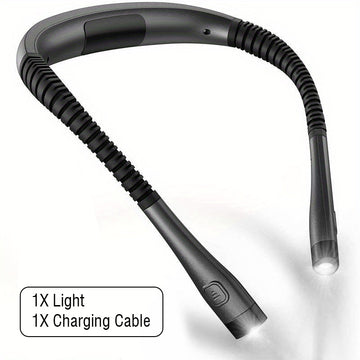 Lámpara de cuello LED manos libres, luz para leer, luz para libros, 3 colores, 6 niveles de brillo, brazos flexibles, recargable, larga duración, ideal para leer, tejer, acampar, reparaciones y actividades al aire libre