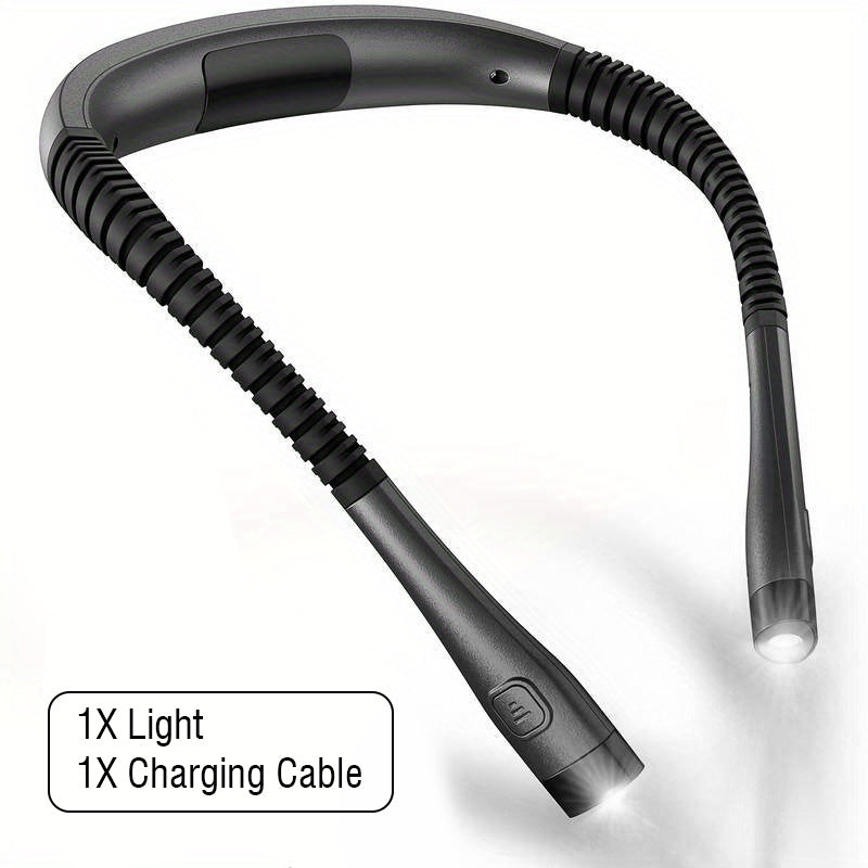 Lámpara de cuello LED manos libres, luz para leer, luz para libros, 3 colores, 6 niveles de brillo, brazos flexibles, recargable, larga duración, ideal para leer, tejer, acampar, reparaciones y actividades al aire libre