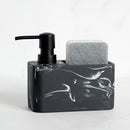 Dispensador de jabón con diseño de mármol en blanco y negro y portaesponja, ideal para decorar el baño