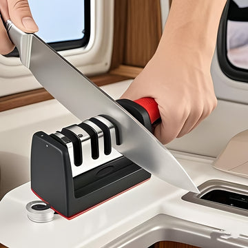 Afilar cuchillos profesional de 4 etapas, acero de tungsteno, piedras de diamante y cerámica, para cuchillos de cocina, no eléctricos, accesorios de cocina para RV, accesorios de cocina para RV, sin batería.