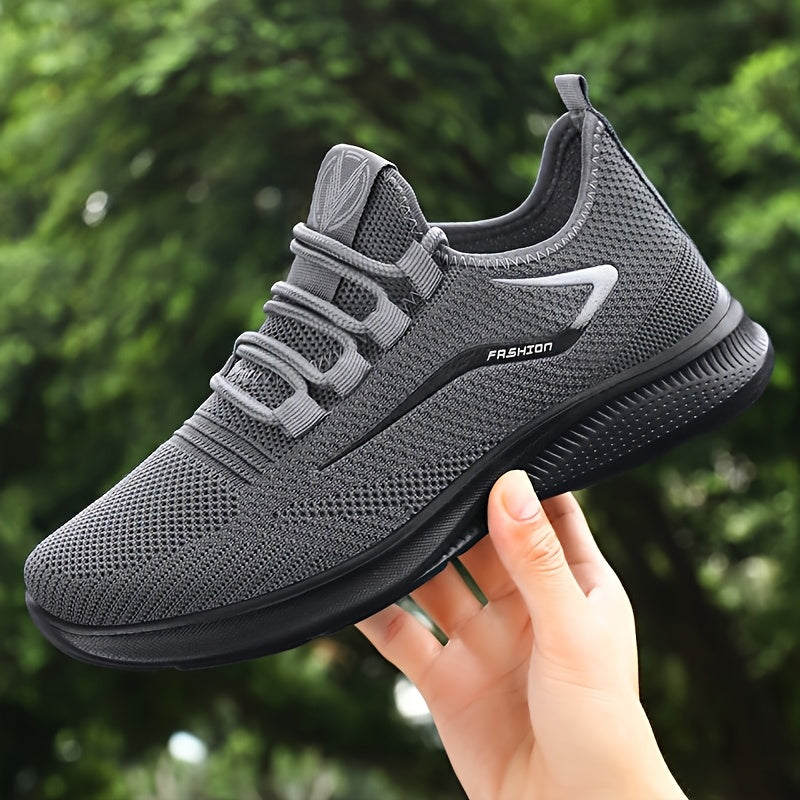 Zapatillas casuales transpirables para hombre - Ligero, antideslizante, con diseño trenzado sólido - Negro, ideal para aventuras al aire libre y entusiastas del fitness, calzado deportivo | Aspecto deportivo | Parte superior de malla transpirable, tejida