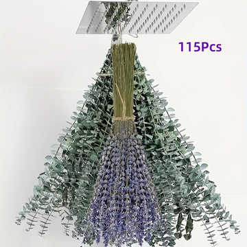 Paquete de 115 piezas de Eucalipto Fresco y Lavanda - Tallos Eternos para la Ducha, Decoración del Hogar, Bodas y Proyectos de Primavera de Estilo Granja DIY