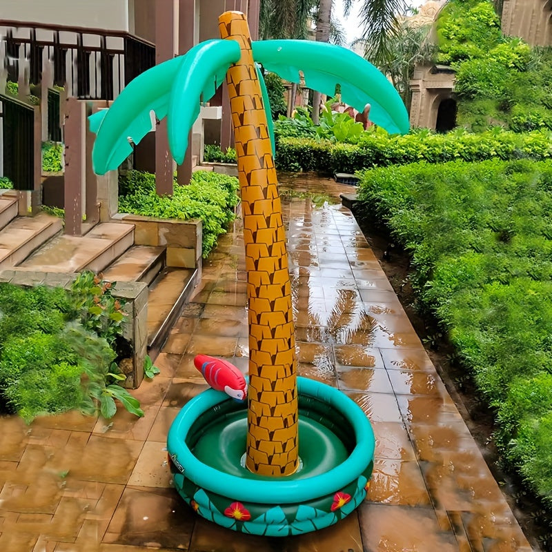 1 palmera inflable con temática hawaiana para enfriar bebidas, decoración tropical para fiestas con loro, accesorio festivo para el hogar, sin necesidad de energía