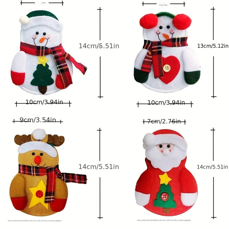 4/8/12piezas Porta Cubiertos de Navidad Bolsillos de Cubiertos para Cuchillos, Tenedores, Decoración de Mesa, Bolsas de Almacenamiento, Cubiertas de Decoración de Navidad y Fiesta de Navidad