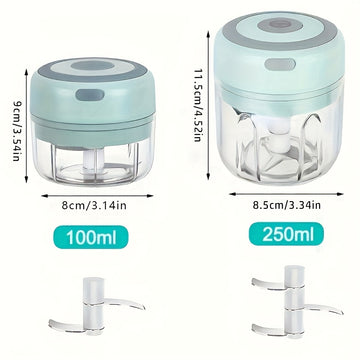 Picadora Mini Recargable USB con Cuchilla de Acero Inoxidable de 3 Hojas - Picado en 5 Segundos para Ajo, Cebolla, Chile y Frutas, Capacidad de 100ml/250ml, Portátil para Camping y Cocina Hogareña, Diseño Fácil de Limpiar, Multifuncional, Herramienta de
