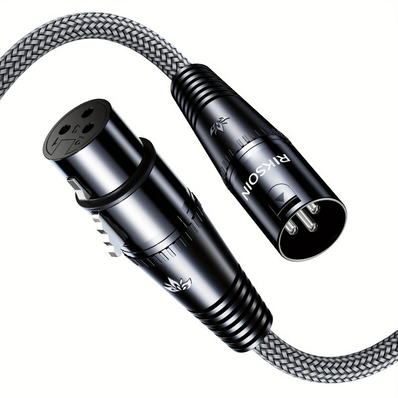 Cable de micrófono XLR masculino a femenino trenzado de nailon, equilibrado de 3 pines, adecuado para micrófonos, sistemas de altavoces, estaciones de radio, estudios de grabación.