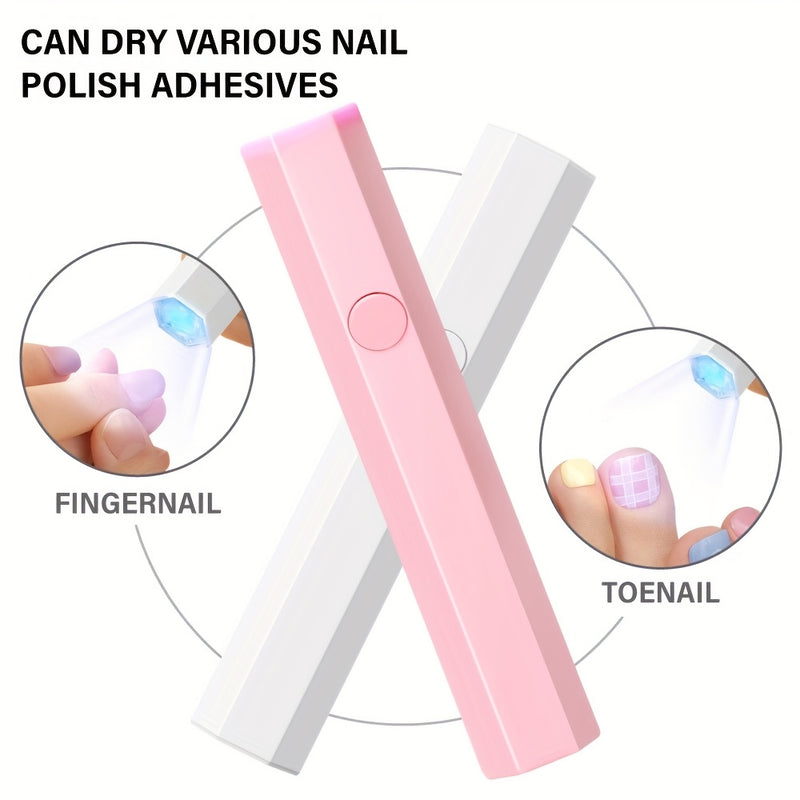Linterna de Manicura Portátil con Luz de Una Palabra Modelo Mejorado, No Oscurece, Carga Manual, Lámpara de Secado Rápido para Gel de Uñas