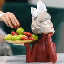 Figura Artística de Chica Abstracta con Bandeja de Almacenamiento - Decoración para el Hogar en Resina Pintada a Mano, No Necesita Baterías, Ideal para Navidad, Perfecta para Acción de Gracias, Sin Contacto con Alimentos