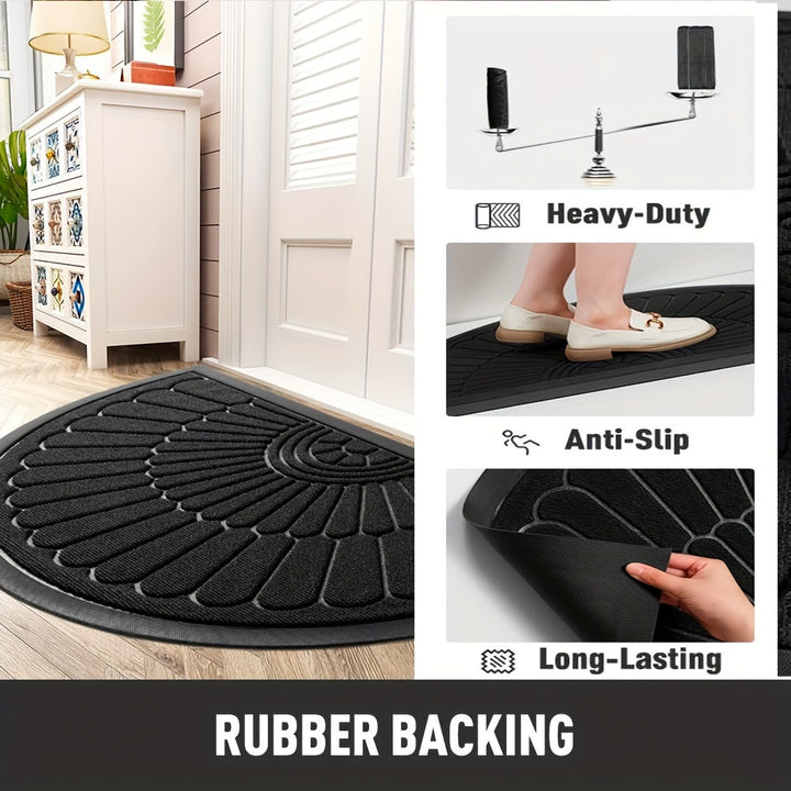 1pc Alfombra de Puerta Exterior Interior - Alfombra de Entrada Semicircular Duradera de Goma Antideslizante para la Puerta delantera para el Exterior Interior Entrada Entrada Trampa de Suciedad Bienvenida para Patas y Zapatos Empapados