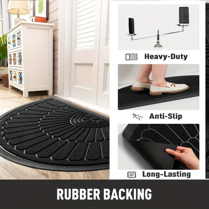 1pc Alfombra de Puerta Exterior Interior - Alfombra de Entrada Semicircular Duradera de Goma Antideslizante para la Puerta delantera para el Exterior Interior Entrada Entrada Trampa de Suciedad Bienvenida para Patas y Zapatos Empapados